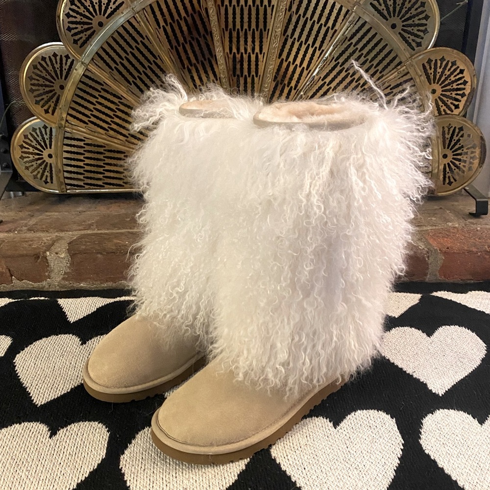 Never worn UGG Mongolian sheepskin boot tall. Size 6